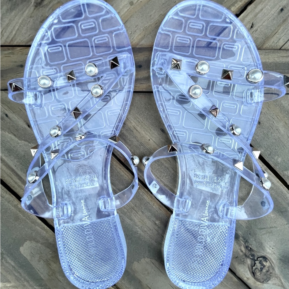 Wild Diva Lounge Clear Sandals 7